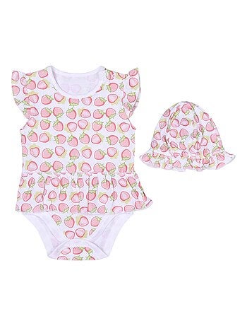 Robe body et chapeau , Fraise Kitikate