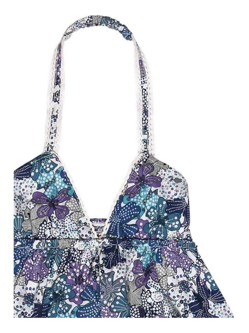 Robe Bohème   Fleurie Liberty     EUGENIE - La Faute à Voltaire Blanc Bleu marine Blanc - Kiabi