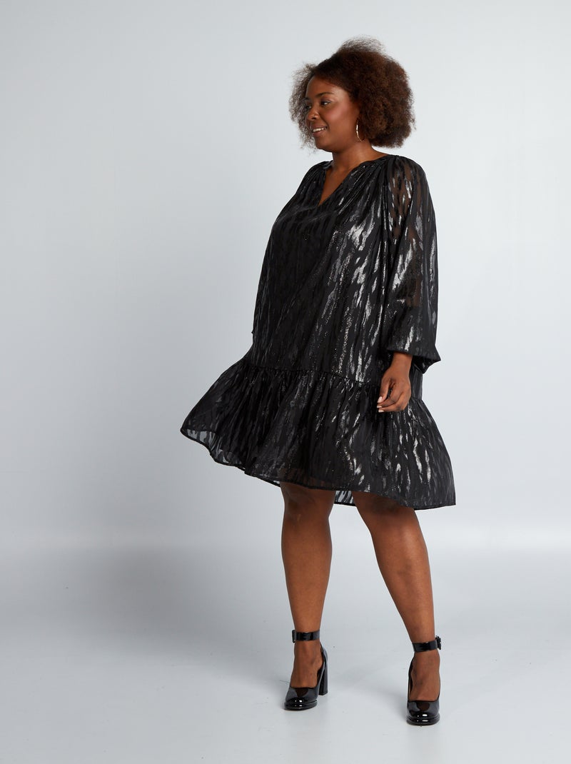 Robe bouffante en maille satinée noir - Kiabi