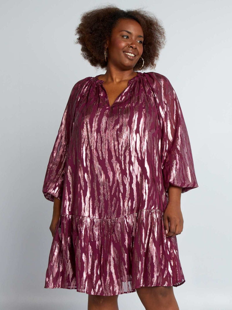 Robe bouffante en maille satinée Rose - Kiabi