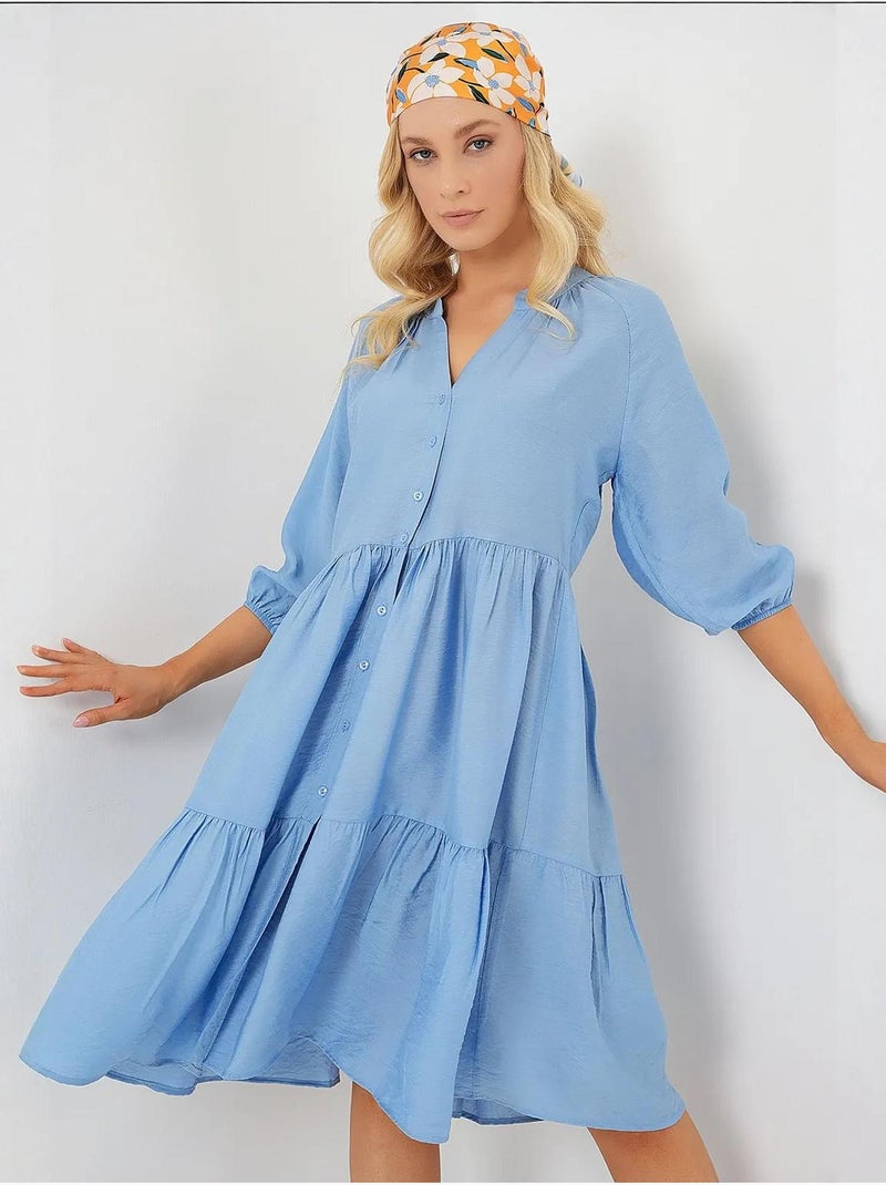Robe boutonnée à manches courtes bdart Bleu - Kiabi