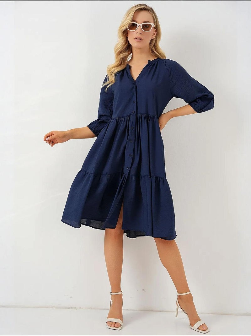 Robe boutonnée à manches courtes bdart Bleu marine - Kiabi