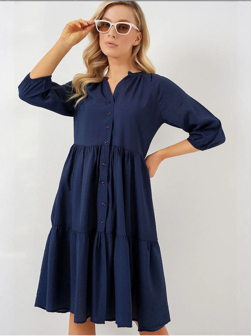 Robe boutonnée à manches courtes bdart Bleu marine - Kiabi