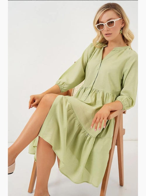 Robe boutonnée à manches courtes bdart - Kiabi Robe boutonnée à manches courtes bdart - Kiabi