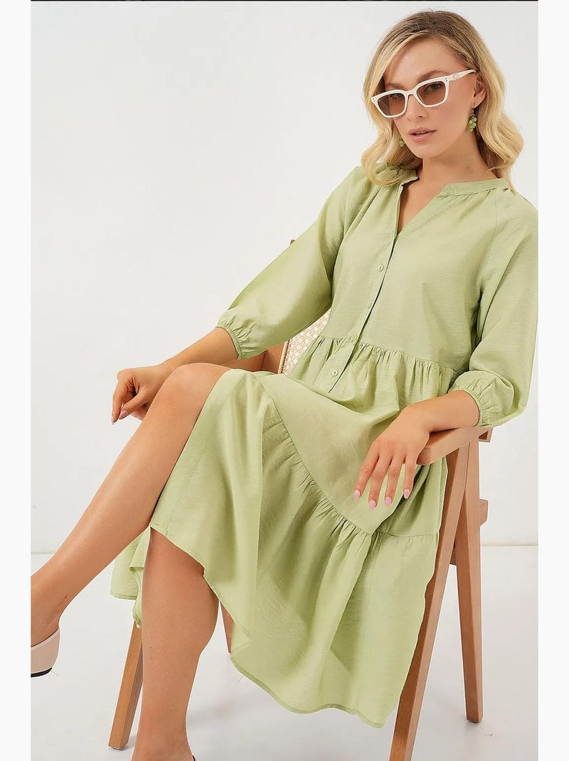 Robe boutonnée à manches courtes bdart Vert émeraude - Kiabi