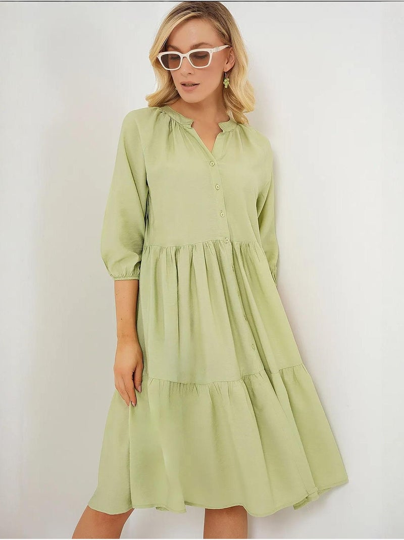 Robe boutonnée à manches courtes bdart Vert émeraude - Kiabi