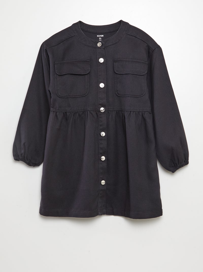 Robe boutonnée à manches longues Noir - Kiabi