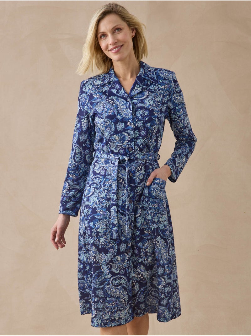Robe boutonnée classique - daxon Bleu Multicolore - Kiabi