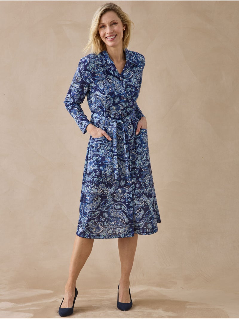 Robe boutonnée classique - daxon Bleu Multicolore - Kiabi