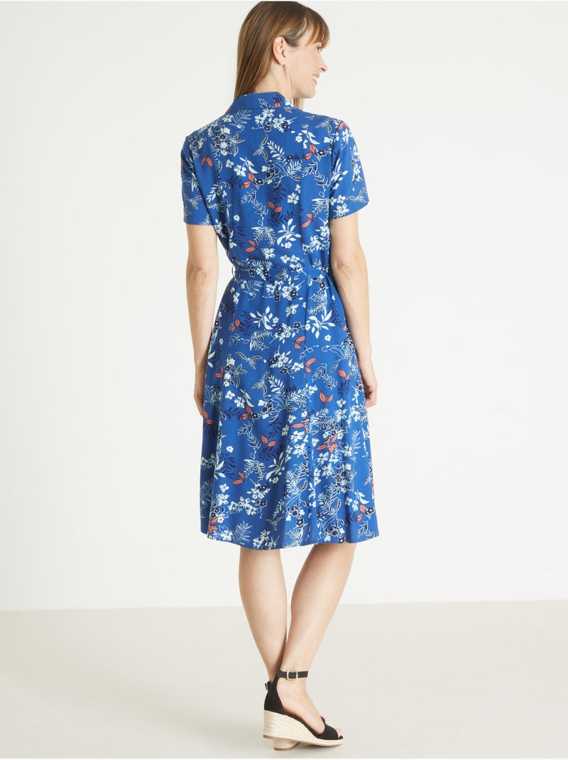 Robe boutonnée col chemisier - DAXON Bleu Multicolore - Kiabi