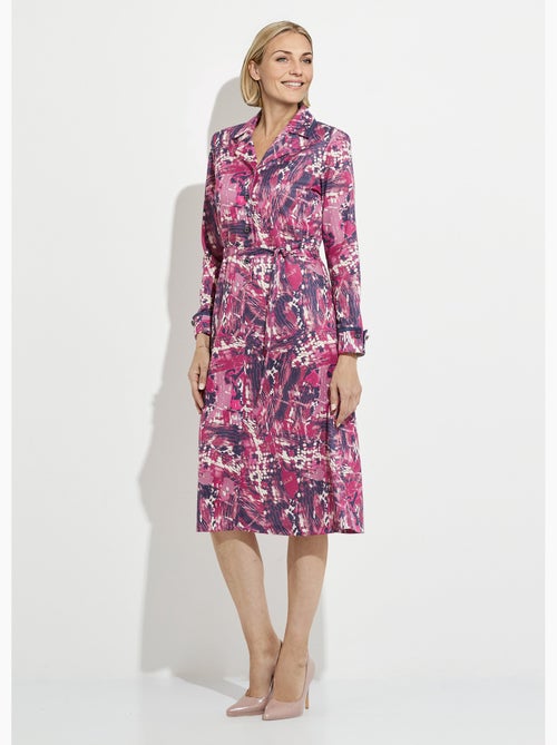 Robe boutonnée col tailleur mi longue imprimée - Afibel - Kiabi