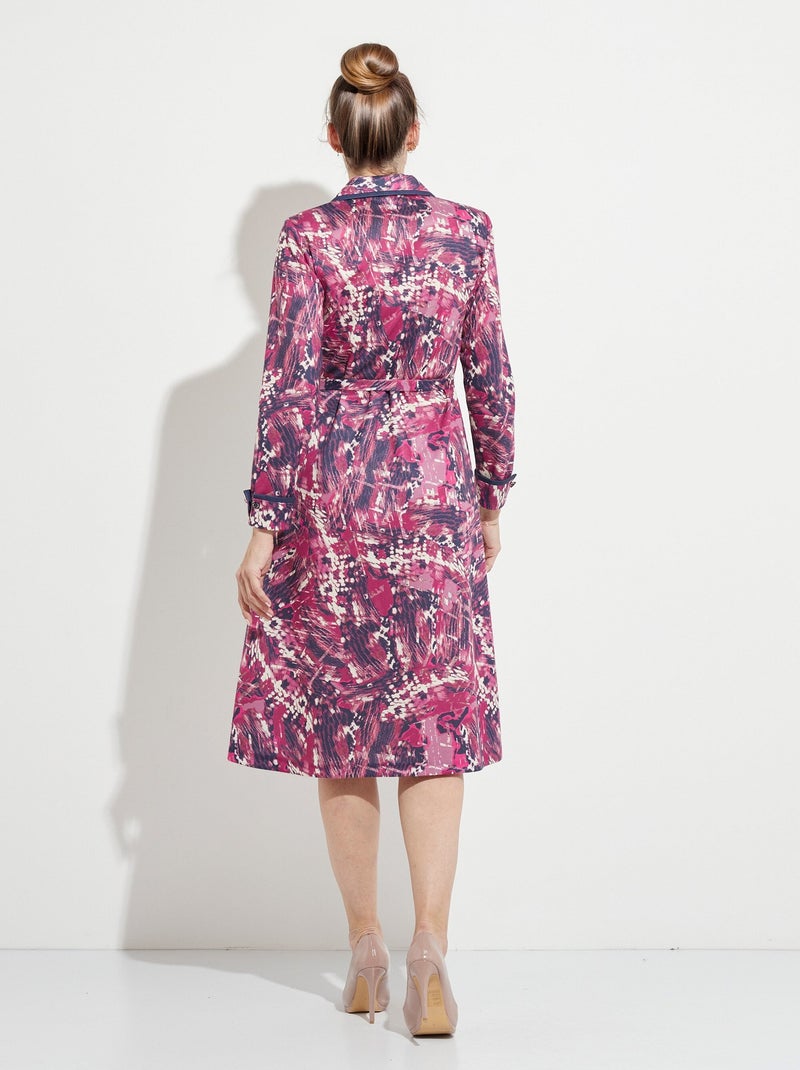 Robe boutonnée col tailleur mi longue imprimée - Afibel Rose - Kiabi
