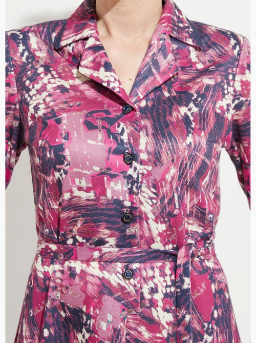 Robe boutonnée col tailleur mi longue imprimée - Afibel - Kiabi