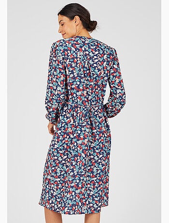 Robe boutonnée crêpe reliéfé - Damart