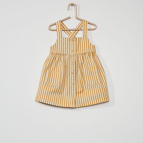 Robe Boutonnee Imprimee Bebe Fille Raye Jaune Kiabi 10 00