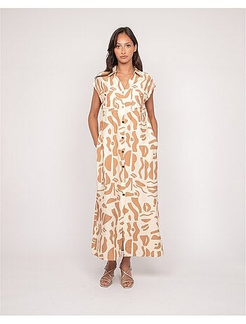 Robe boutonnée longue sans manches ISALINE