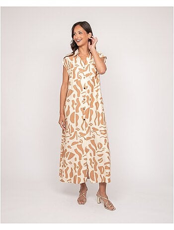 Robe boutonnée longue sans manches ISALINE