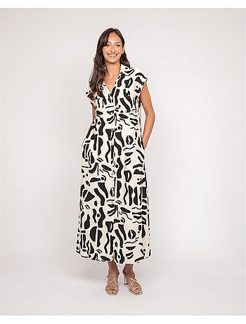 Robe boutonnée longue sans manches ISALINE