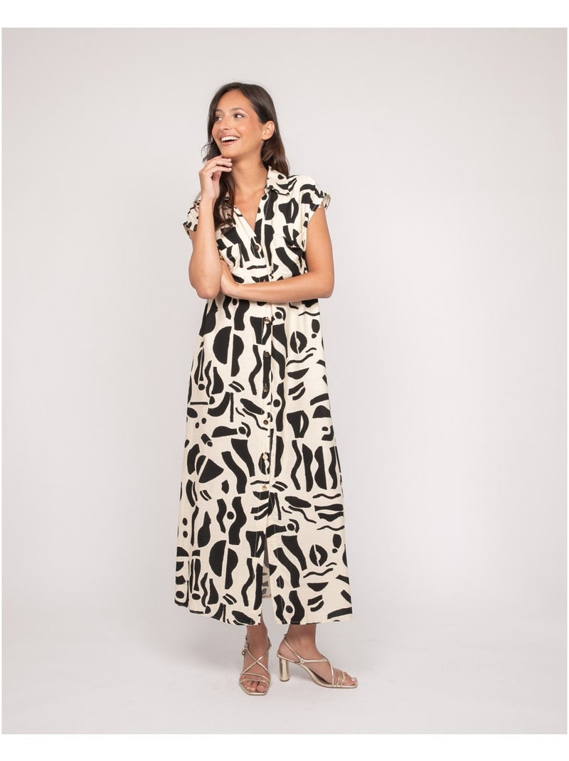 Robe boutonnée longue sans manches ISALINE Noir - Kiabi