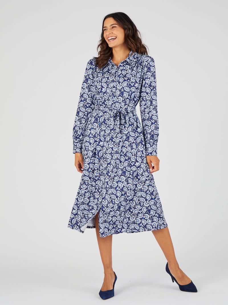 Robe boutonnée maille chaude - Damart Bleu - Kiabi