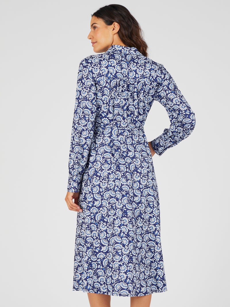 Robe boutonnée maille chaude - Damart Bleu - Kiabi