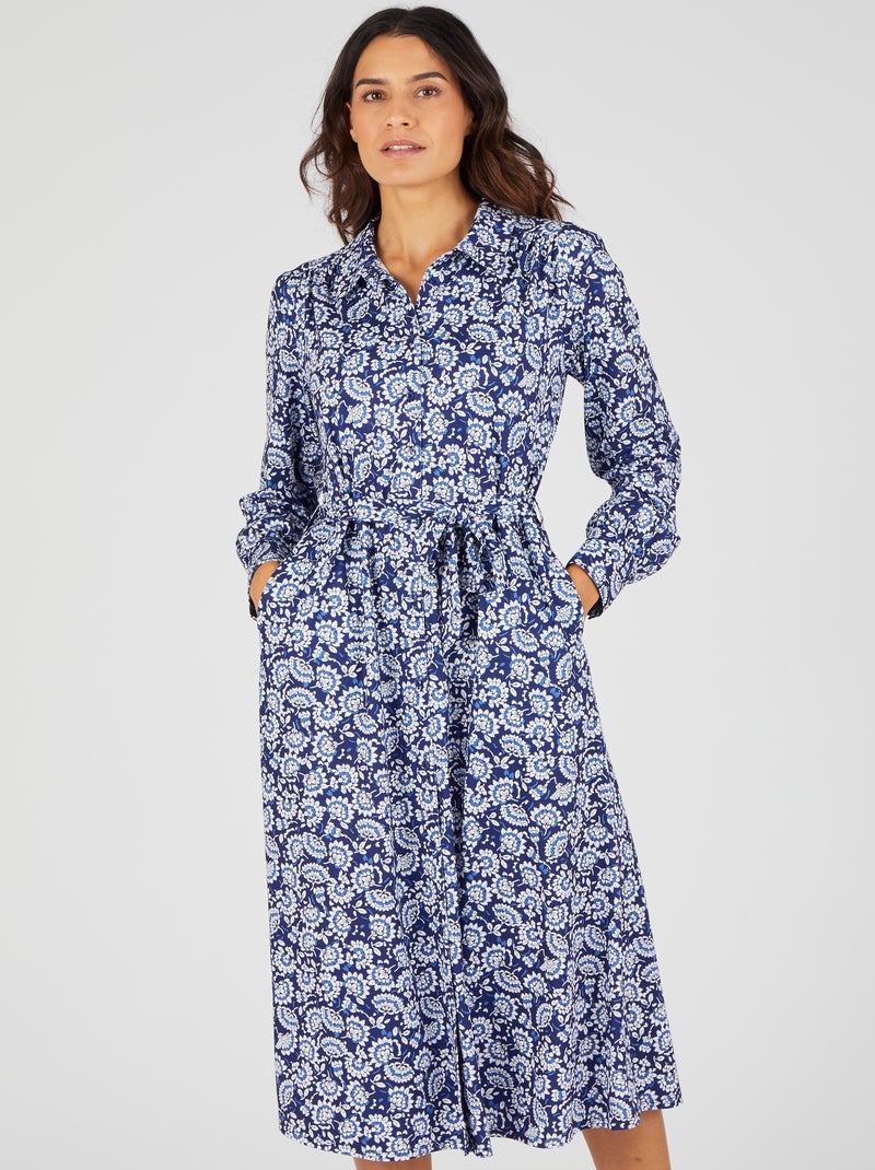 Robe boutonnée maille chaude - Damart Bleu - Kiabi