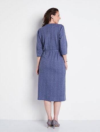 Robe boutonnée mi-longue maille reliefée - Afibel