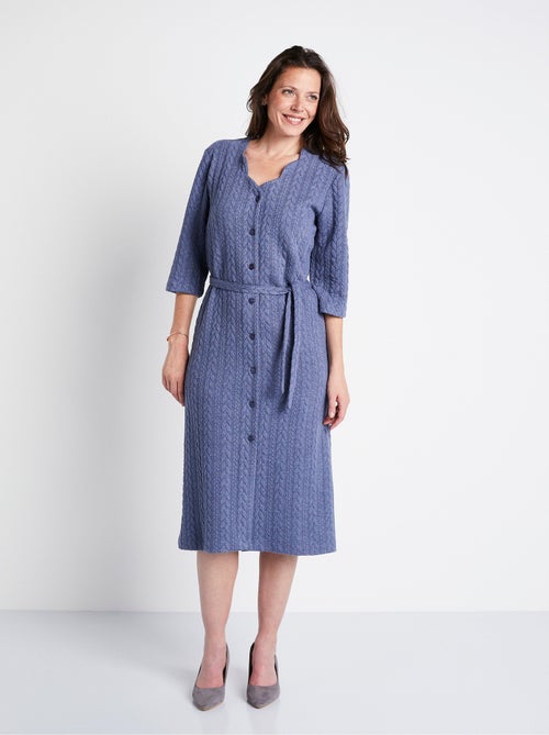 Robe boutonnée mi-longue maille reliefée - Afibel - Kiabi