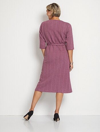 Robe boutonnée mi-longue maille reliefée - Afibel