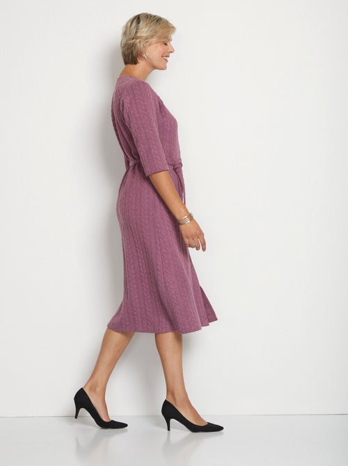 Robe boutonnée mi-longue maille reliefée - Afibel - Kiabi