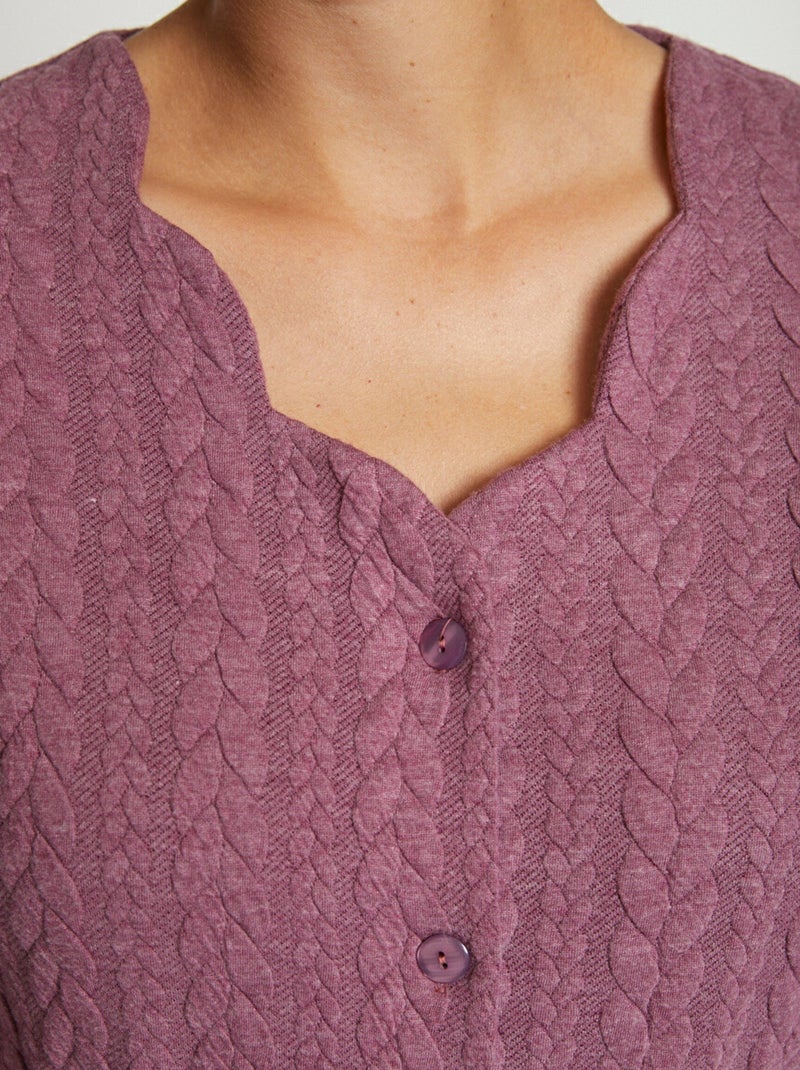 Robe boutonnée mi-longue maille reliefée - Afibel Rose - Kiabi