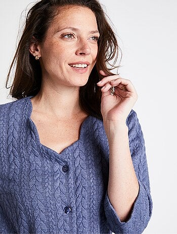 Robe boutonnée mi-longue maille reliefée