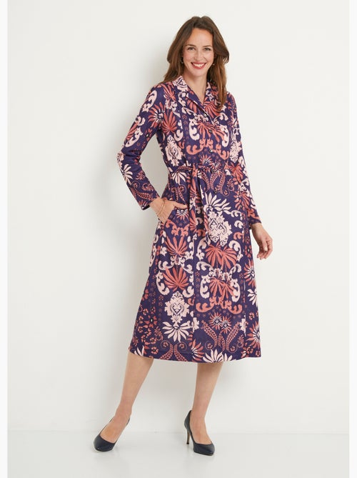 Robe boutonnée mi longue satinée col tailleur - Afibel - Kiabi