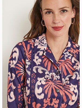 Robe boutonnée mi longue satinée col tailleur