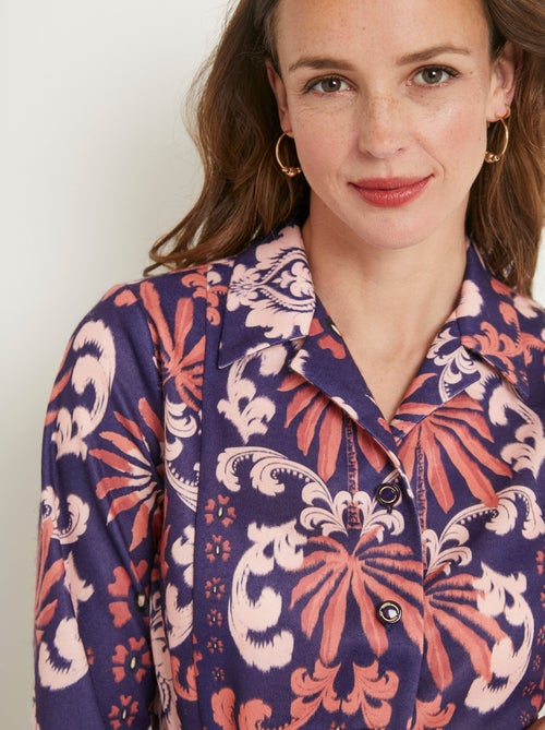 Robe boutonnée mi longue satinée col tailleur - Kiabi