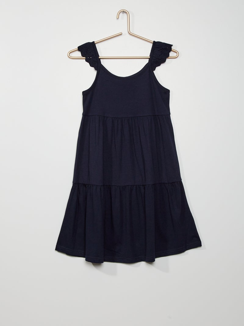 Robe bretelles à volants bleu marine - Kiabi
