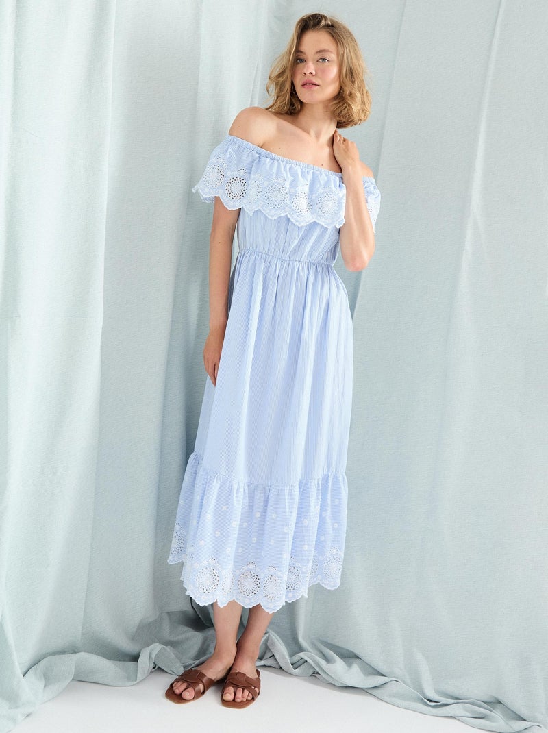 Robe brodée MO Fashion Bleu - Kiabi
