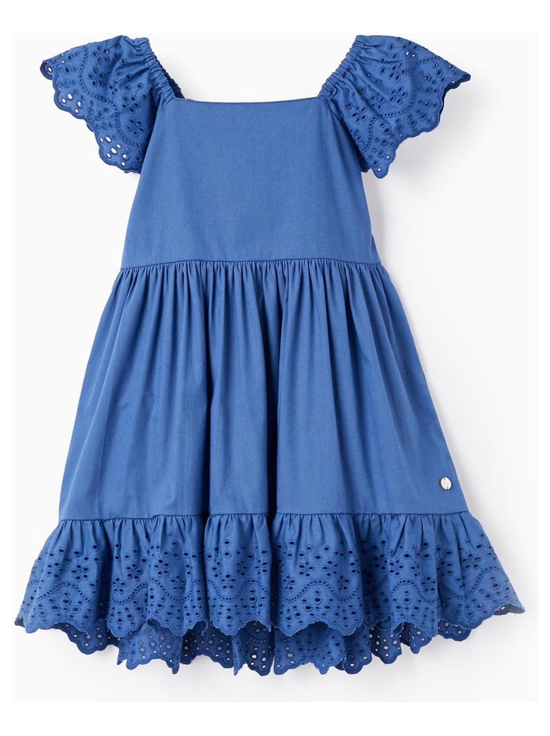 Robe Broderie anglaise, manches papillon PICASSO Bleu - Kiabi