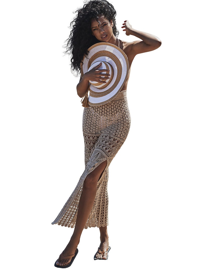 Robe bustier de plage convertible jupe longue crochet COMPLEMENTOS Beige - Kiabi