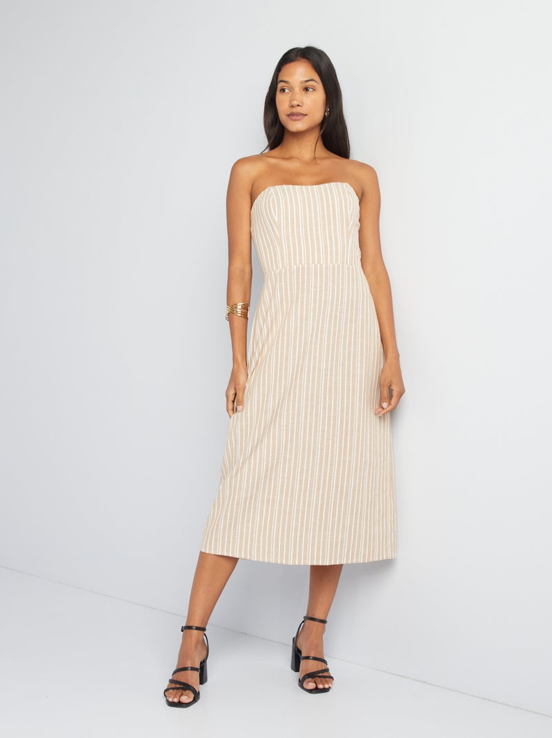 Robe bustier en lin mélangé Beige - Kiabi