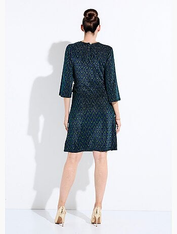 Robe cache-coeur court maille brillante imprimée - Afibel