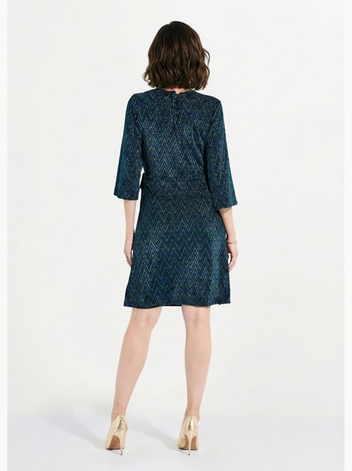 Robe cache-coeur court maille brillante imprimée - Afibel - Kiabi