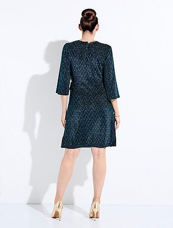 Robe cache-coeur court maille brillante imprimée