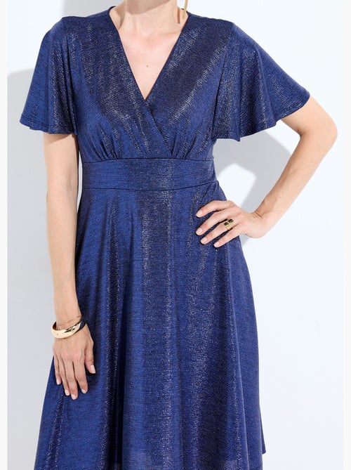 Robe cache-coeur courte brillante manches papillon - Afibel - Kiabi