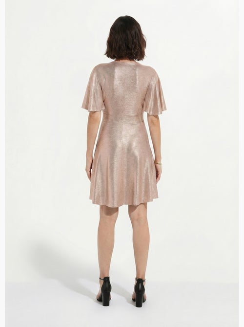 Robe cache-coeur courte brillante manches papillon - Afibel - Kiabi