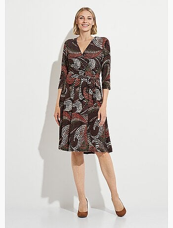 Robe cache-coeur courte évasée graphique - Afibel