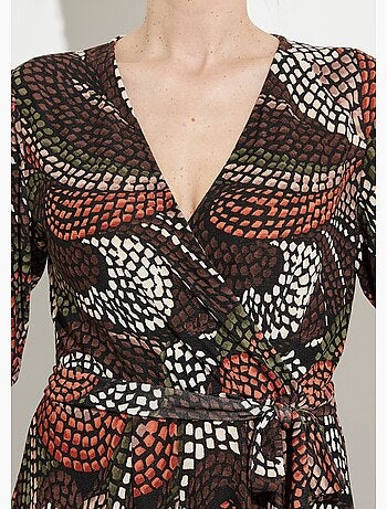 Robe cache-coeur courte évasée graphique - Afibel