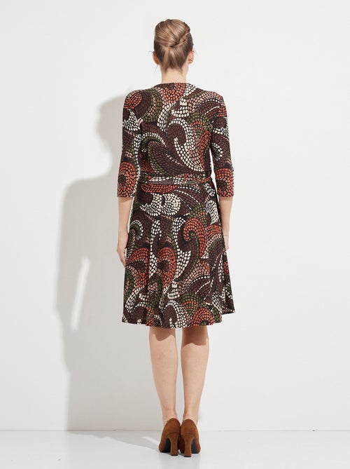 Robe cache-coeur courte évasée graphique - Kiabi