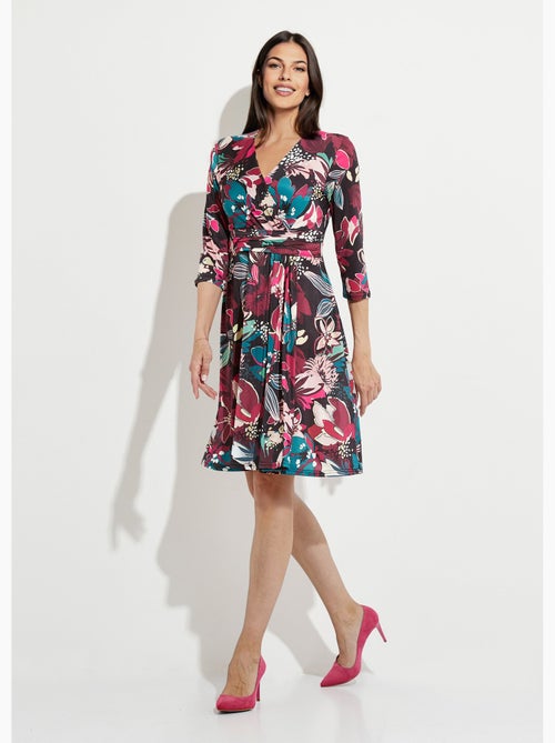 Robe cache-coeur courte évasée imprimé fleurs - Kiabi