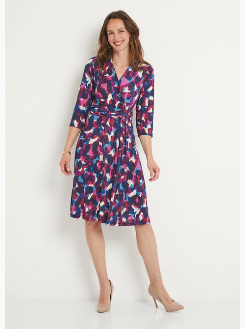 Robe cache-coeur courte évasée maille imprimée - Afibel - Kiabi